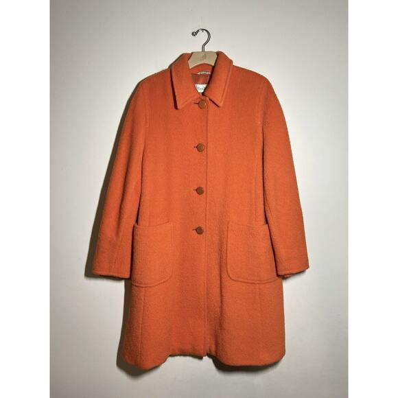 Max Mara EUC LONG Orange Wool/Alpaca/Mohair Full Length Coat 8 US STUNNING!